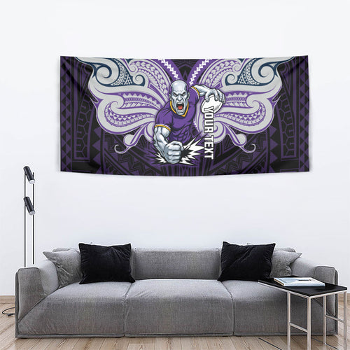 Custom Melbourne Storm Tapestry Lightning Warrior Polynesia Islander Rugby Mascot