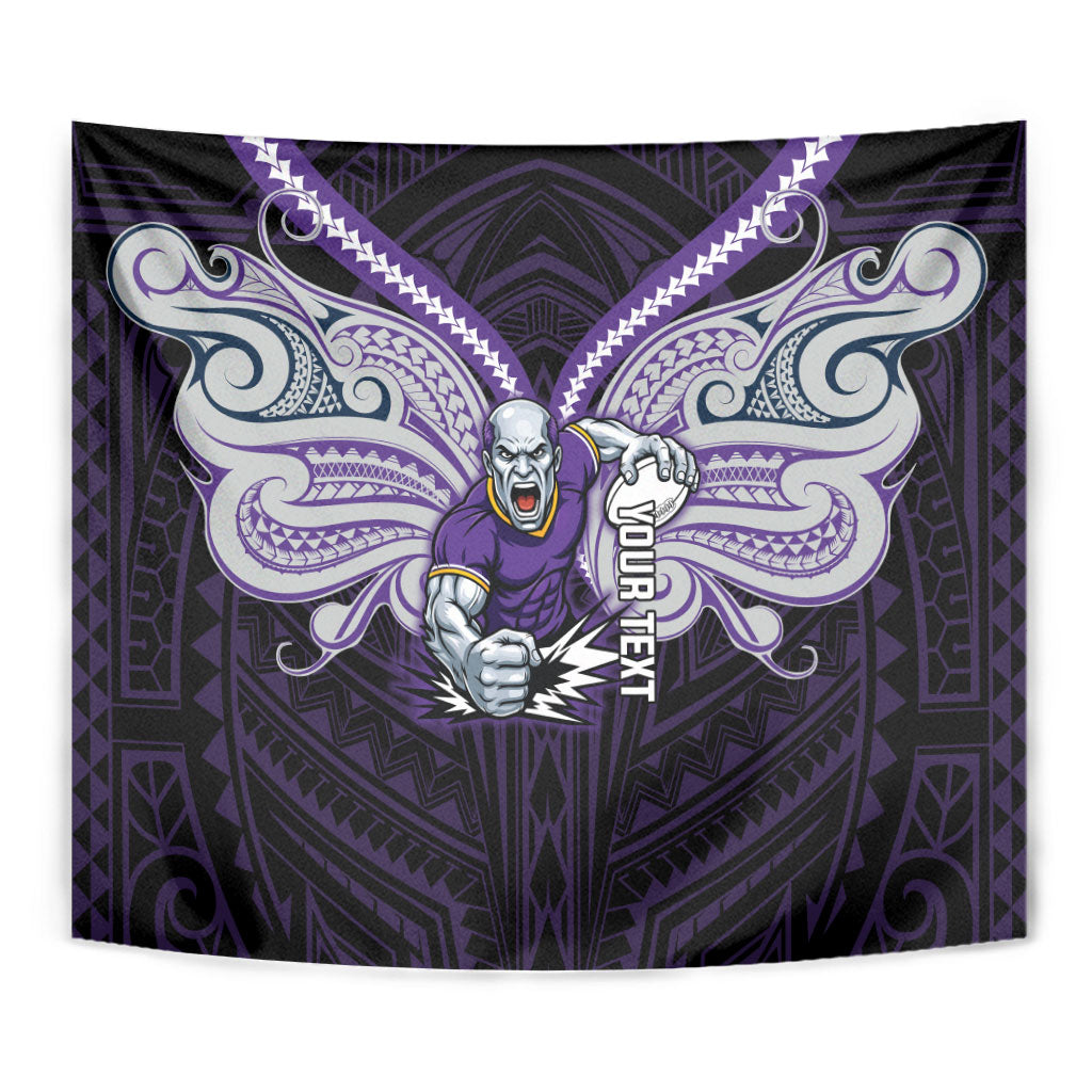Custom Melbourne Storm Tapestry Lightning Warrior Polynesia Islander Rugby Mascot