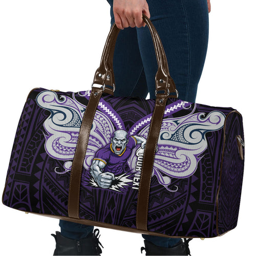 Custom Melbourne Storm Travel Bag Lightning Warrior Polynesia Islander Rugby Mascot