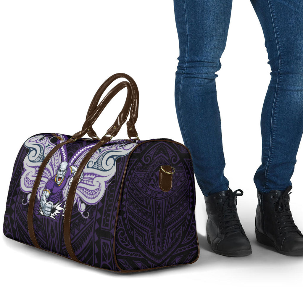 Custom Melbourne Storm Travel Bag Lightning Warrior Polynesia Islander Rugby Mascot