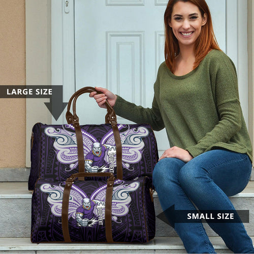Custom Melbourne Storm Travel Bag Lightning Warrior Polynesia Islander Rugby Mascot