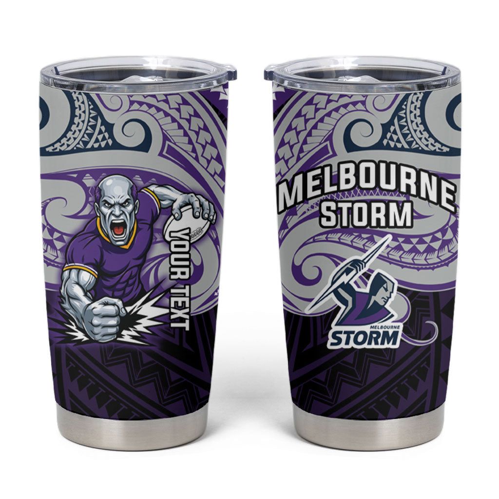 Custom Melbourne Storm Tumbler Cup Lightning Warrior Polynesia Islander Rugby Mascot