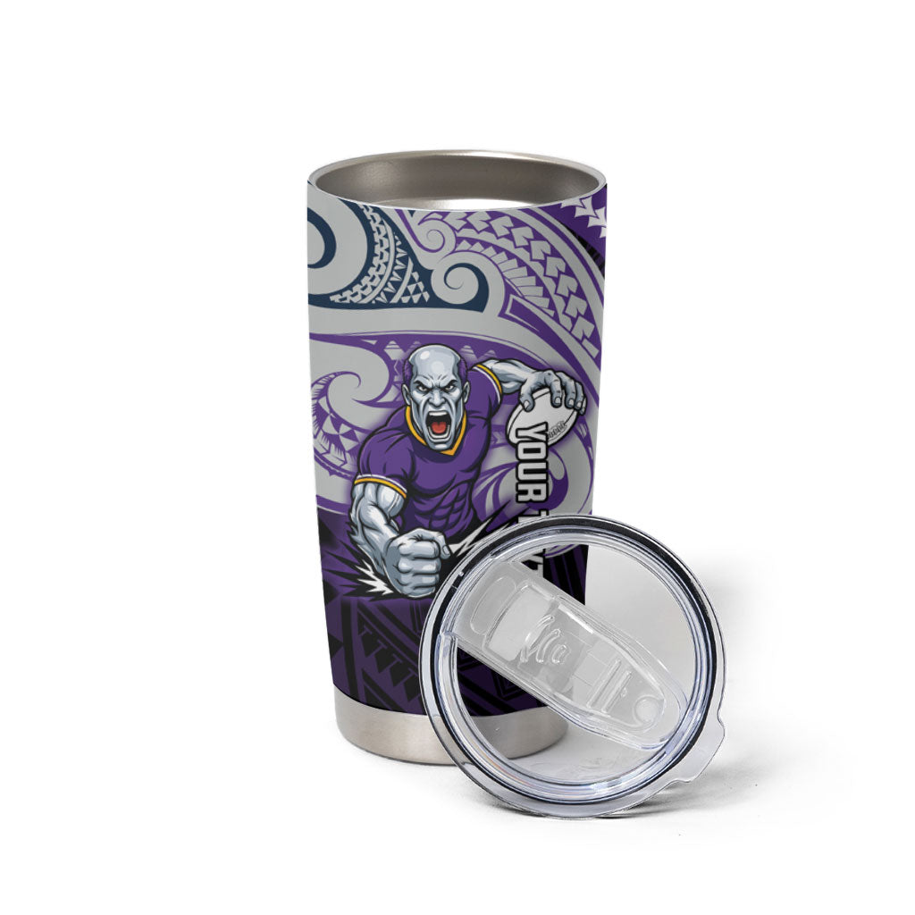 Custom Melbourne Storm Tumbler Cup Lightning Warrior Polynesia Islander Rugby Mascot