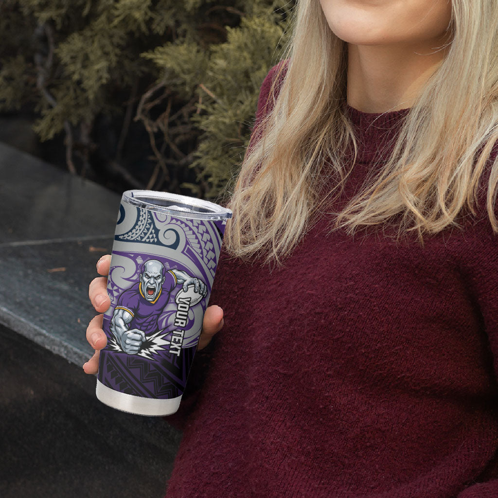 Custom Melbourne Storm Tumbler Cup Lightning Warrior Polynesia Islander Rugby Mascot