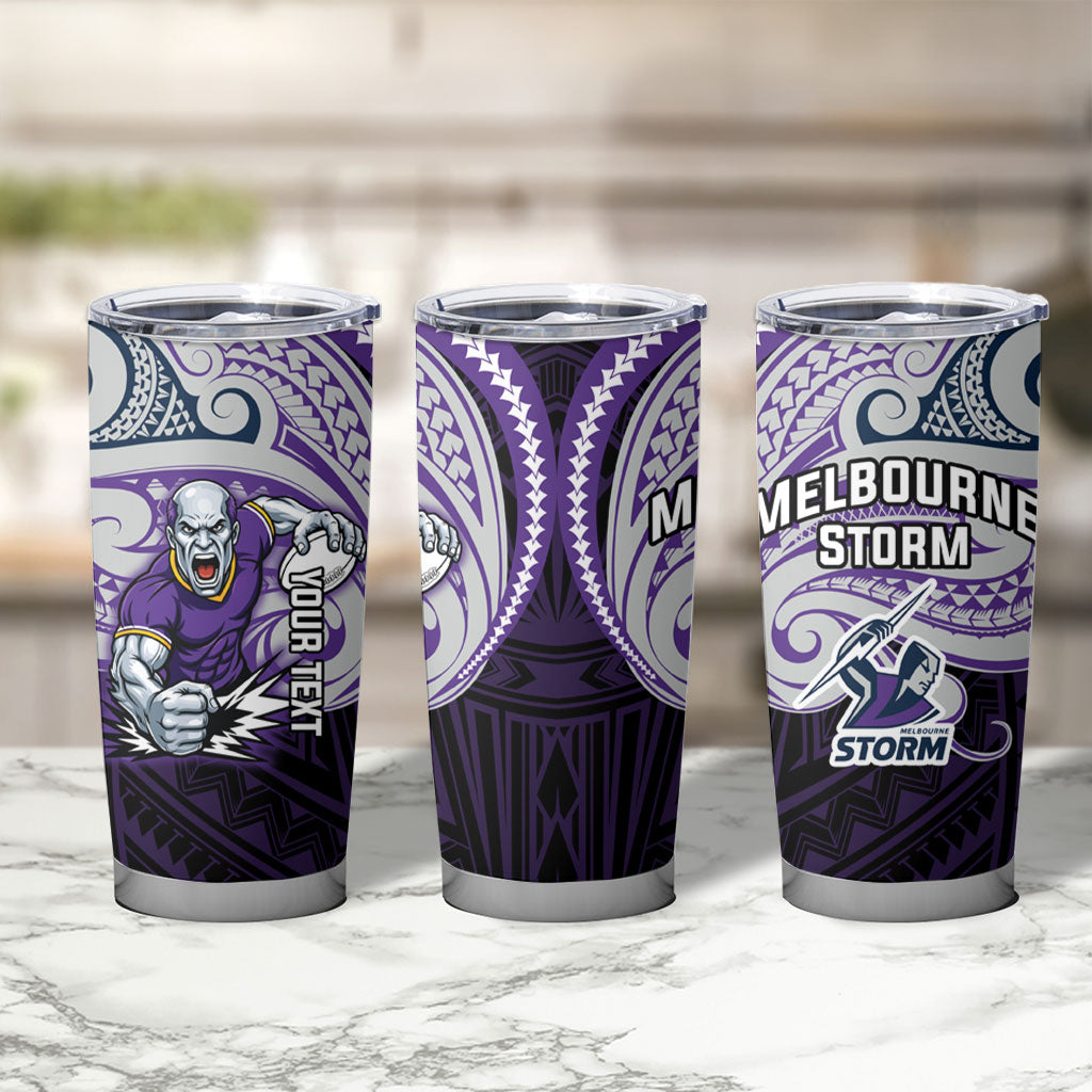 Custom Melbourne Storm Tumbler Cup Lightning Warrior Polynesia Islander Rugby Mascot