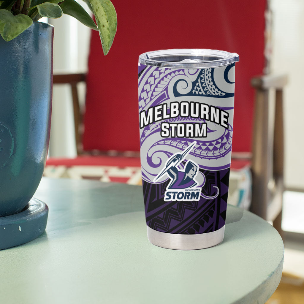 Custom Melbourne Storm Tumbler Cup Lightning Warrior Polynesia Islander Rugby Mascot