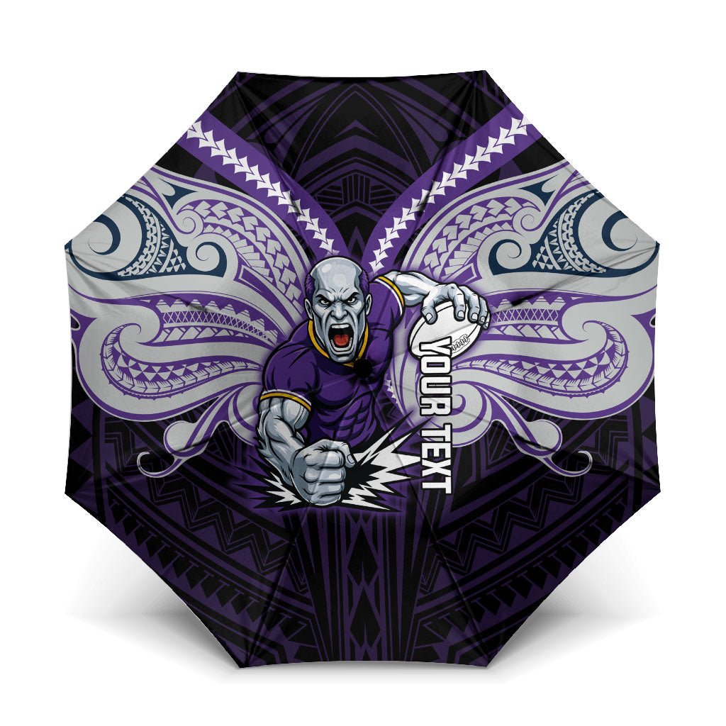 Custom Melbourne Storm Umbrella Lightning Warrior Polynesia Islander Rugby Mascot