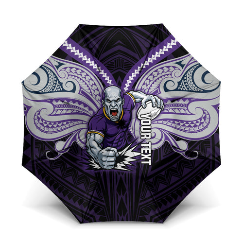 Custom Melbourne Storm Umbrella Lightning Warrior Polynesia Islander Rugby Mascot