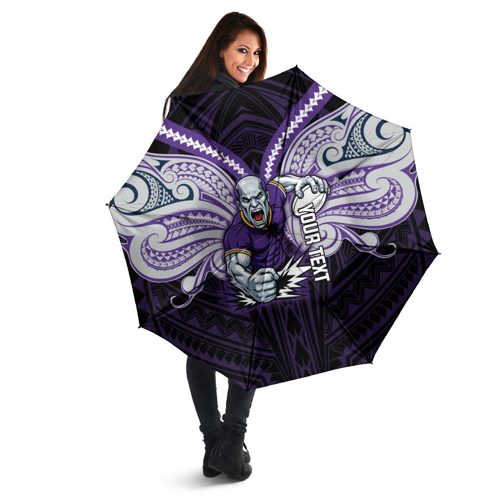 Custom Melbourne Storm Umbrella Lightning Warrior Polynesia Islander Rugby Mascot