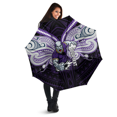 Custom Melbourne Storm Umbrella Lightning Warrior Polynesia Islander Rugby Mascot