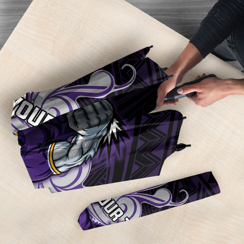 Custom Melbourne Storm Umbrella Lightning Warrior Polynesia Islander Rugby Mascot