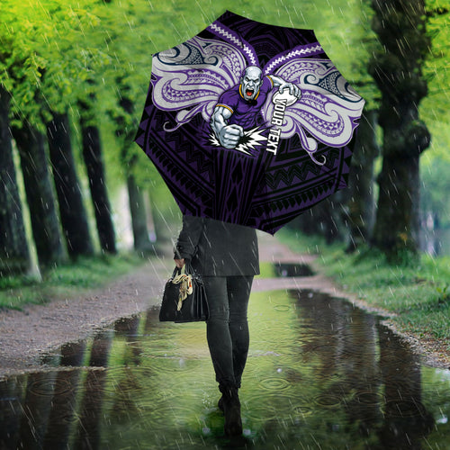 Custom Melbourne Storm Umbrella Lightning Warrior Polynesia Islander Rugby Mascot