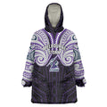 Custom Melbourne Storm Wearable Blanket Hoodie Lightning Warrior Polynesia Islander Rugby Mascot
