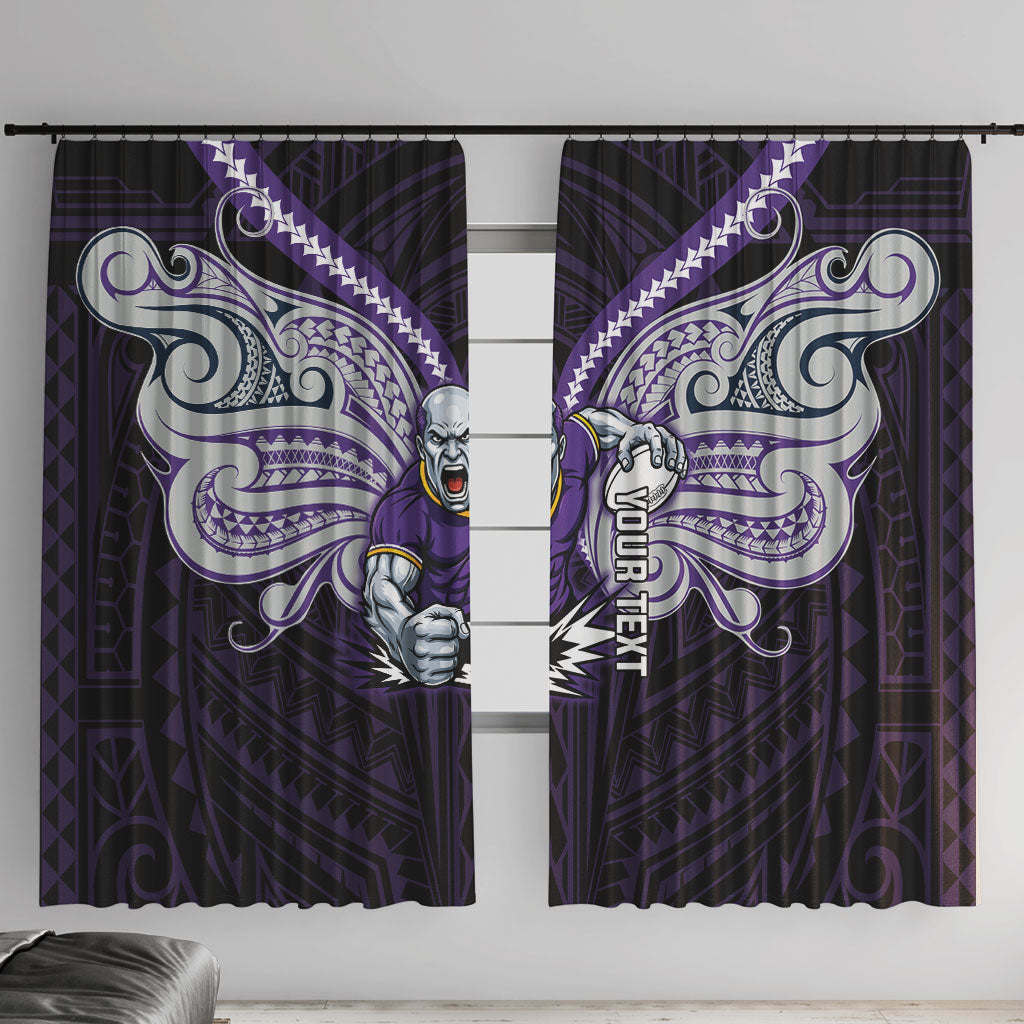 Custom Melbourne Storm Window Curtain Lightning Warrior Polynesia Islander Rugby Mascot