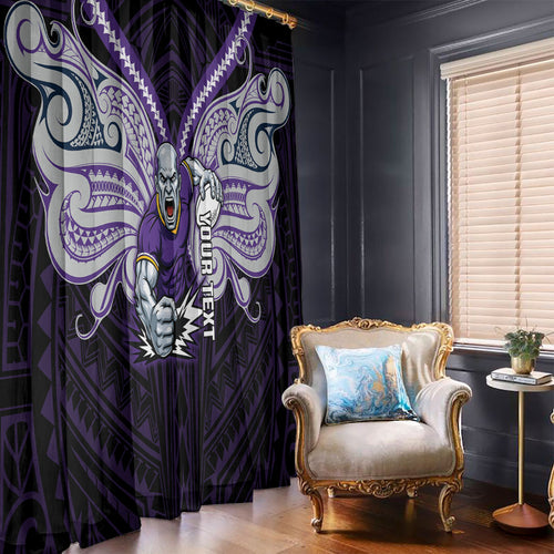 Custom Melbourne Storm Window Curtain Lightning Warrior Polynesia Islander Rugby Mascot