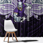 Custom Melbourne Storm Window Curtain Lightning Warrior Polynesia Islander Rugby Mascot
