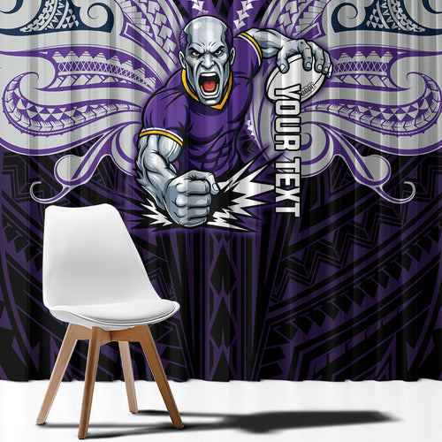 Custom Melbourne Storm Window Curtain Lightning Warrior Polynesia Islander Rugby Mascot