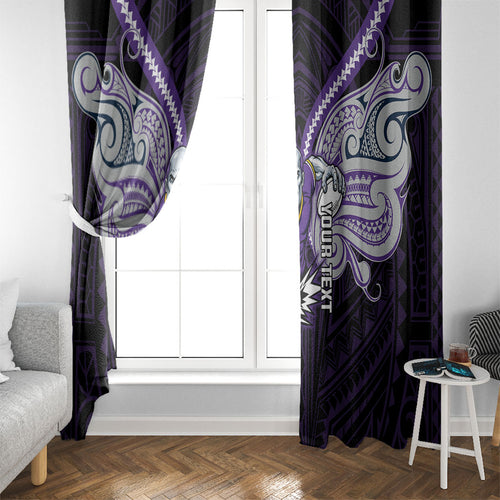 Custom Melbourne Storm Window Curtain Lightning Warrior Polynesia Islander Rugby Mascot