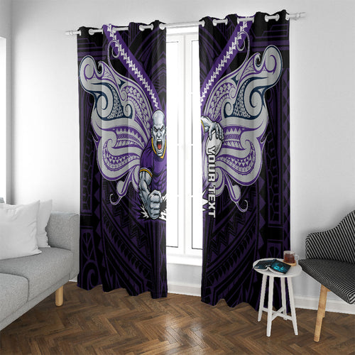 Custom Melbourne Storm Window Curtain Lightning Warrior Polynesia Islander Rugby Mascot