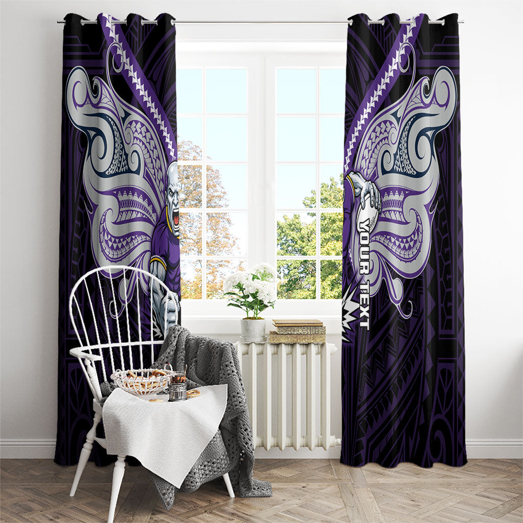 Custom Melbourne Storm Window Curtain Lightning Warrior Polynesia Islander Rugby Mascot