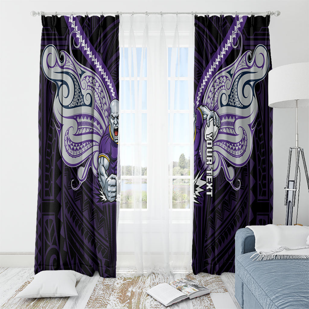 Custom Melbourne Storm Window Curtain Lightning Warrior Polynesia Islander Rugby Mascot