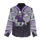 Custom Melbourne Storm Women Casual Shirt Lightning Warrior Polynesia Islander Rugby Mascot