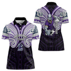 Custom Melbourne Storm Women Polo Shirt Lightning Warrior Polynesia Islander Rugby Mascot
