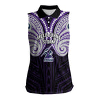 Custom Melbourne Storm Women Sleeveless Polo Shirt Lightning Warrior Polynesia Islander Rugby Mascot