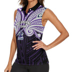 Custom Melbourne Storm Women Sleeveless Polo Shirt Lightning Warrior Polynesia Islander Rugby Mascot