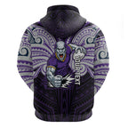 Custom Melbourne Storm Zip Hoodie Lightning Warrior Polynesia Islander Rugby Mascot