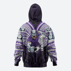 Custom Melbourne Storm Zip Hoodie Lightning Warrior Polynesia Islander Rugby Mascot