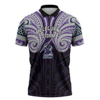 Custom Melbourne Storm Zipper Polo Shirt Lightning Warrior Polynesia Islander Rugby Mascot