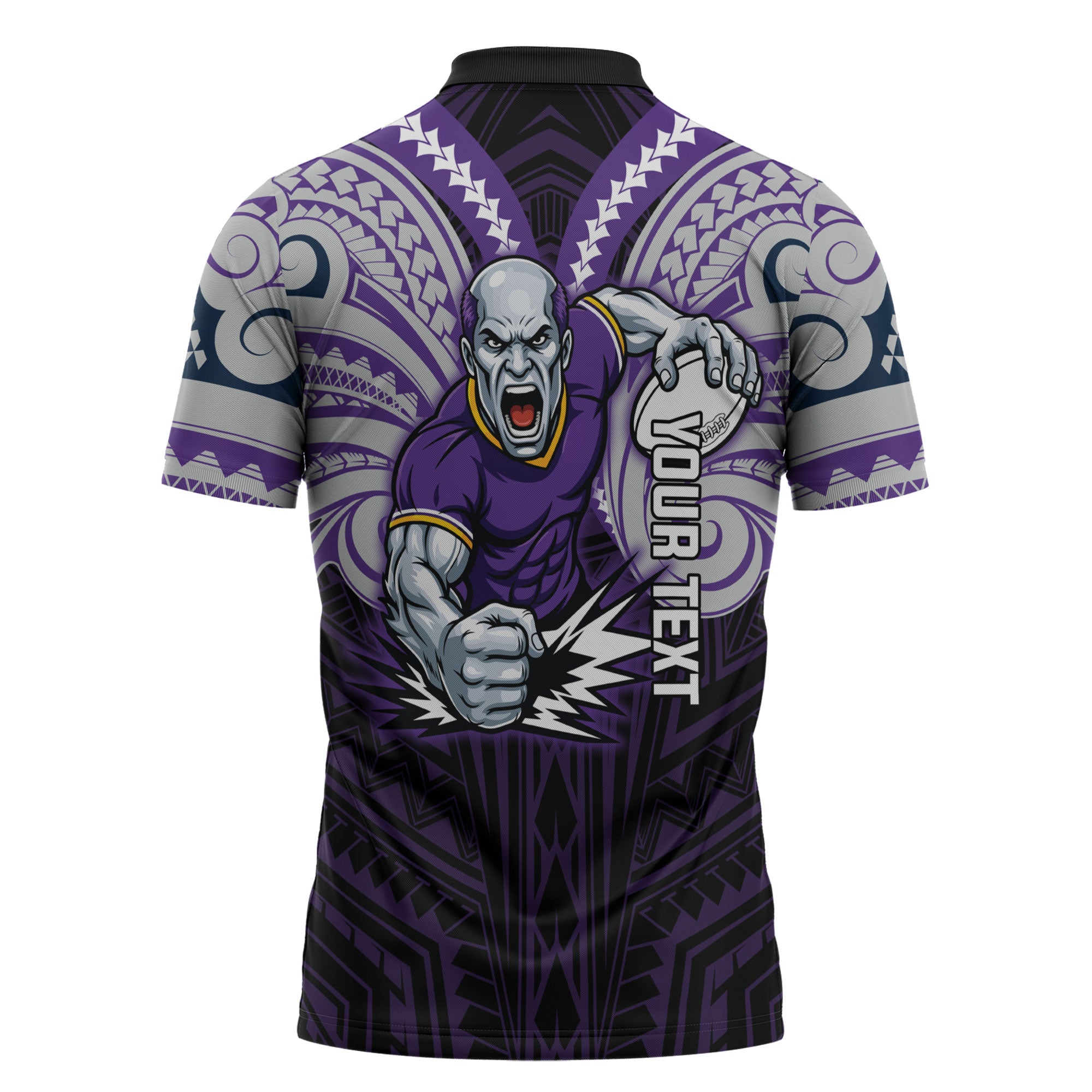 Custom Melbourne Storm Zipper Polo Shirt Lightning Warrior Polynesia Islander Rugby Mascot