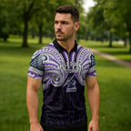 Custom Melbourne Storm Zipper Polo Shirt Lightning Warrior Polynesia Islander Rugby Mascot