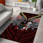 Custom Penrith Panthers Area Rug Black Panther Warrior Polynesia Islander Rugby Mascot
