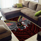 Custom Penrith Panthers Area Rug Black Panther Warrior Polynesia Islander Rugby Mascot