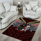Custom Penrith Panthers Area Rug Black Panther Warrior Polynesia Islander Rugby Mascot