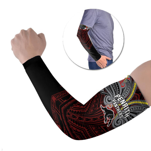 Custom Penrith Panthers Arm Sleeves Black Panther Warrior Polynesia Islander Rugby Mascot