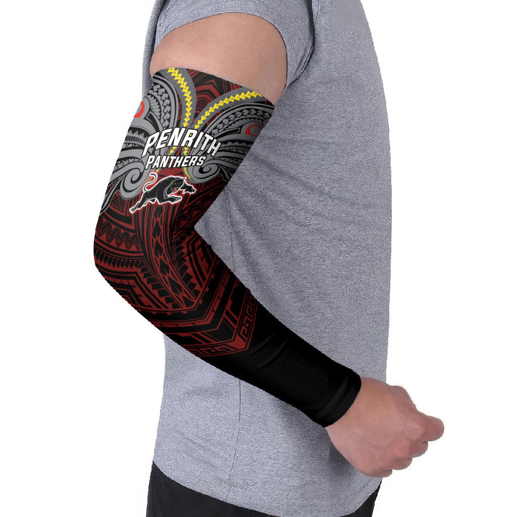 Custom Penrith Panthers Arm Sleeves Black Panther Warrior Polynesia Islander Rugby Mascot