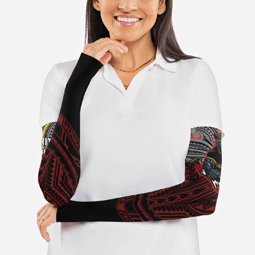 Custom Penrith Panthers Arm Sleeves Black Panther Warrior Polynesia Islander Rugby Mascot