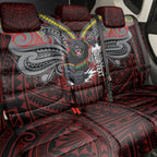 Custom Penrith Panthers Back Car Seat Cover Black Panther Warrior Polynesia Islander Rugby Mascot