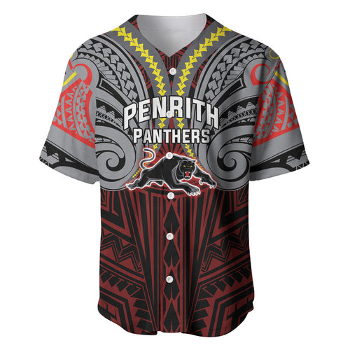 Custom Penrith Panthers Baseball Jersey Black Panther Warrior Polynesia Islander Rugby Mascot