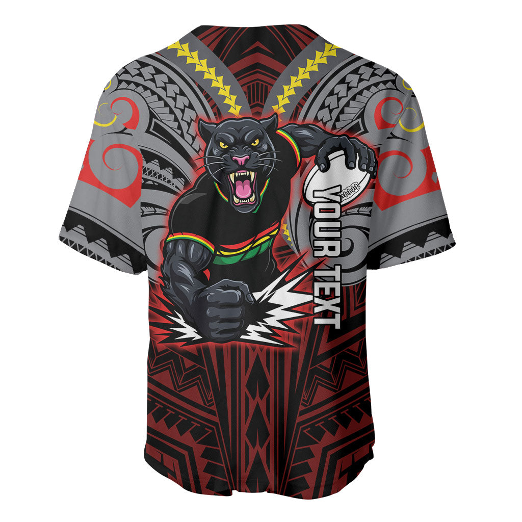 Custom Penrith Panthers Baseball Jersey Black Panther Warrior Polynesia Islander Rugby Mascot