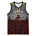 Custom Penrith Panthers Basketball Jersey Black Panther Warrior Polynesia Islander Rugby Mascot