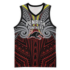 Custom Penrith Panthers Basketball Jersey Black Panther Warrior Polynesia Islander Rugby Mascot
