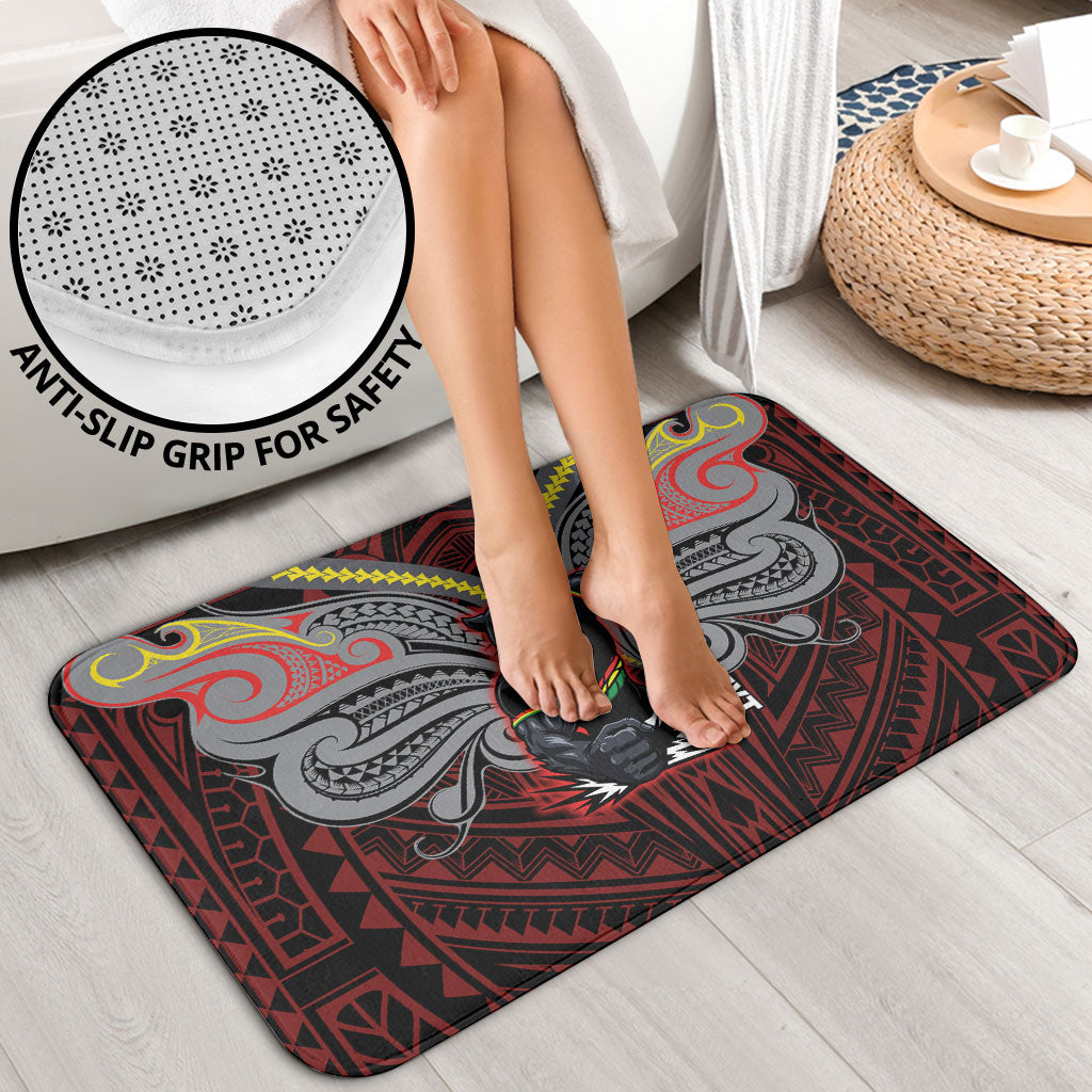 Custom Penrith Panthers Bathroom Set Black Panther Warrior Polynesia Islander Rugby Mascot