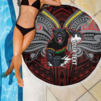 Custom Penrith Panthers Beach Blanket Black Panther Warrior Polynesia Islander Rugby Mascot
