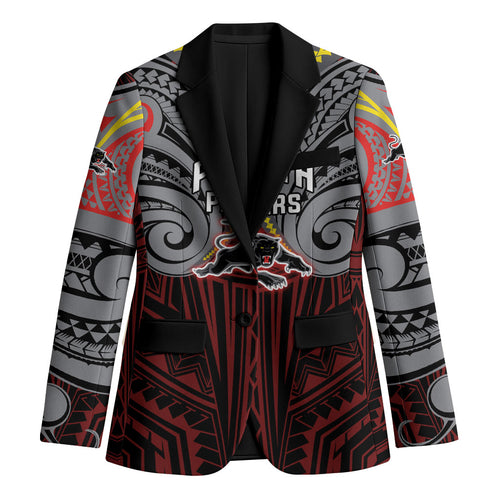 Custom Penrith Panthers Blazer Black Panther Warrior Polynesia Islander Rugby Mascot