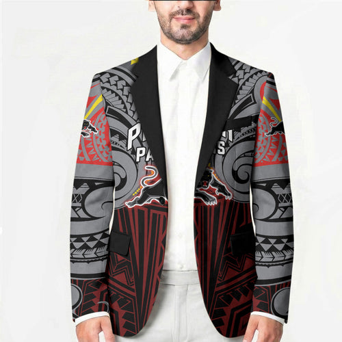 Custom Penrith Panthers Blazer Black Panther Warrior Polynesia Islander Rugby Mascot