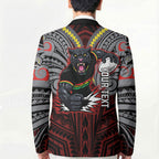 Custom Penrith Panthers Blazer Black Panther Warrior Polynesia Islander Rugby Mascot